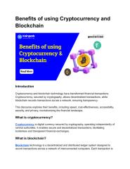 Benefits of using Cryptocurrency and Blockchain.pdf